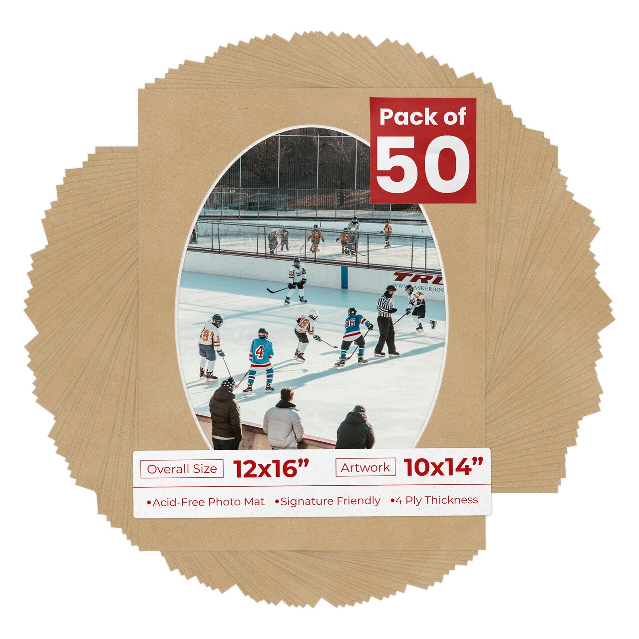 Beige Suede Mat Board for 12x16 Frames - Oval Opening for 10x14 Photos